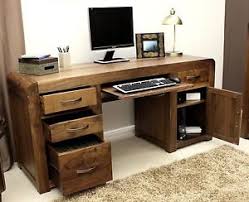 Shiro Desk Large Office Pc Computer Solid Walnut Dark Wood Furniture