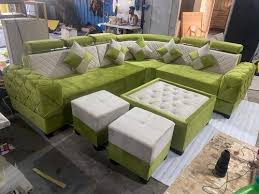 designer wooden and fabric sofa set for