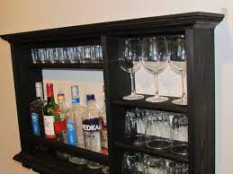 Mini Bar Black Stain Liquor Cabinet 3