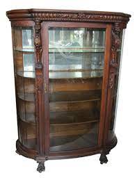 Oak China Cabinet Circa 1900 Wooden