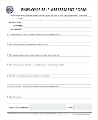 Sample Employee Self Assessment Form Template Pdf Nppa Co