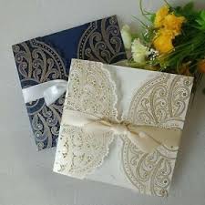 Details About Laser Cut Wedding Invitations Card New Gold Foil Embossed Cover Insert Envelope