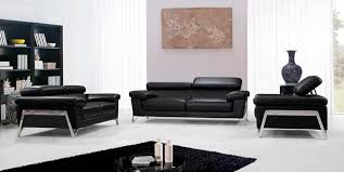 Modern Black Leather Sofa Set Vg724