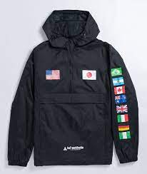 huf flags black anorak jacket