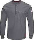 Mens Iq Series Long Sleeve Comfort Knit Henley Shirt - Large Bulwark FR