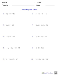 Algebra 1 Worksheets Basics For