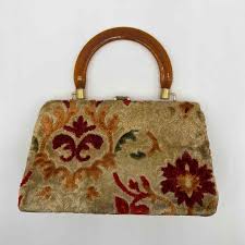 vine 1960s carpetbag purse tapestry