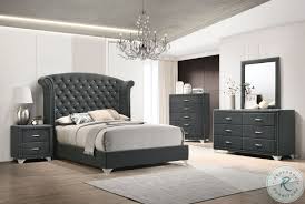 Melody Grey Queen Upholstered Panel Bed