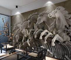 3D Embossed Look Cement Sculpture Horse ...