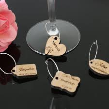 Wine Glass Charms In Wood For Wedding