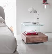 Designer Walnut Wood Glass Bedside