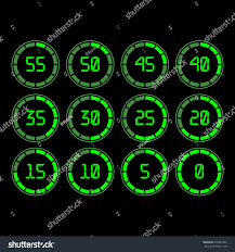Digital Countdown Timer Five Minutes Interval Stock Vector