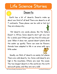 4th grade reading comprehension worksheets. Deserts Life Science Reading Comprehension Worksheet Have Fun Teaching