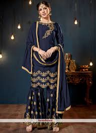 Lace Blue Faux Georgette Designer Pakistani Suit