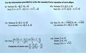 Form Equation Of Each Ellipse