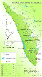 This is a map of the state of kerala and its various districts. Kerala Rivers Lakes And Backwaters Kerala River Map Showing Major Rivers In The State