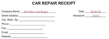 car vehicle repair receipt template