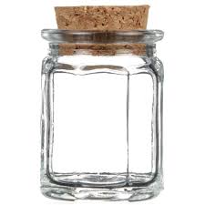 1 2 oz clear glass cork top octagon jar