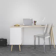 Foundation white corner desk with storage cabinet. Corner Desk In White Oak With 2 Drawers Function Furniture123