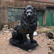 Outdoor Lion Garden Statues Glass Fiber