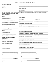 child travelling abroad form