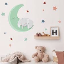 Baby Wall Sticker Elephant On The Moon