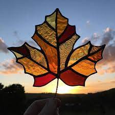 Stained Glass Maple Leaf Suncatcher