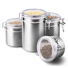 Keep your favorite ingredients within easy reach with these convenient canister sets. Tallin Stainless Steel Kitchen Canister Set 4 Piece Silver Buy Online In Andorra At Andorra Desertcart Com Productid 157324029