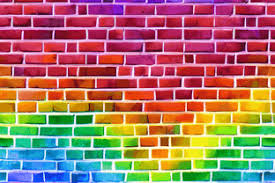 rainbow colored brick wall 32k