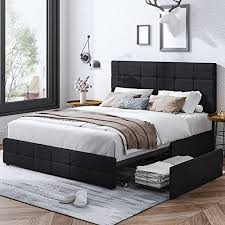 modern upholstered bed frame with 4