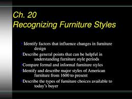 ch 20 recognizing furniture styles