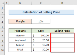 how to calculate selling from