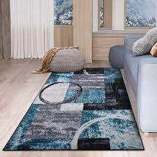 large blue area rug geometric carpet
