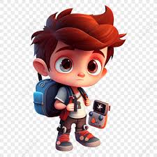 cute 3d boy with backpack cartoon