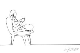 continuous one line drawing tea time