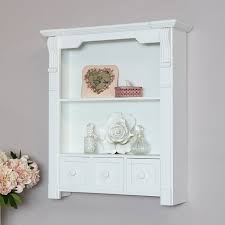 White Wooden Wall Shelves With Drawer