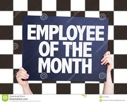 Employee Of The Month Card On Checkered Background Stock Photo