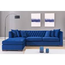 darby blue velvet corner sofa