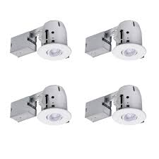 Globe Electric 4 In White Ic Rated Recessed Lighting Kit 4 Pack Led Bulbs Included 90733 Walmart Com Walmart Com