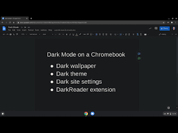mostly dark mode on a chromebook