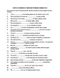 Commonly Misused Words First Week Of School Worksheet For High School Students