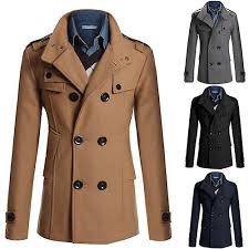Jacket Stand Collar Windproof Pea Coat