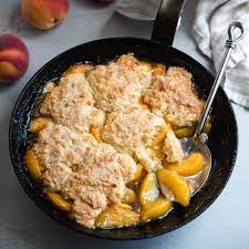 peach cobbler with biscuit topping