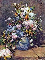 The flowers in a vase and a glass bowl with a carnation painting originally painted by pedro de camprobin can be yours today. Description Of The Painting By Pierre Auguste Renoir Still Life With A Large Flower Vase Renoir Auguste