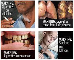 pictures on cigarette packs warning of