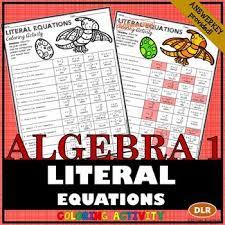 Literal Equations Coloring Activity