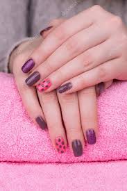 feminine nails with pink and purple