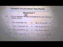 Worksheet Equation Of Line Through Two