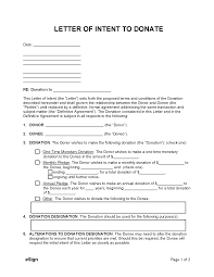 free letter of intent to donate pdf