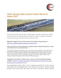 Water Storage Tanks Market Industry Analysis 2022 Water